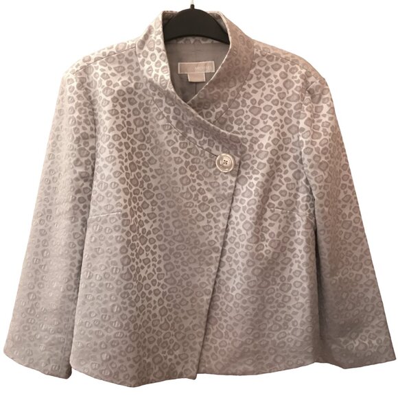 Michael Kors Leopard Print Silver Gray Trapeze Blazer Jacket - Picture 3 of 8